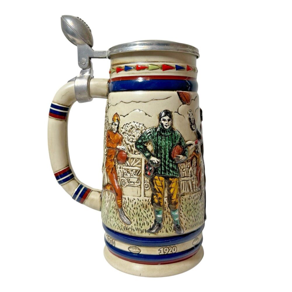 Vtg 83' Avon Great American Football Lidded Beer Stein Handcrafted Brazil